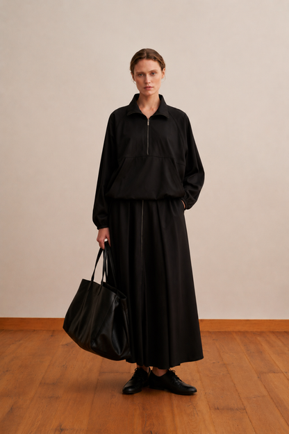 Technical Half Zipped Jacket Black
