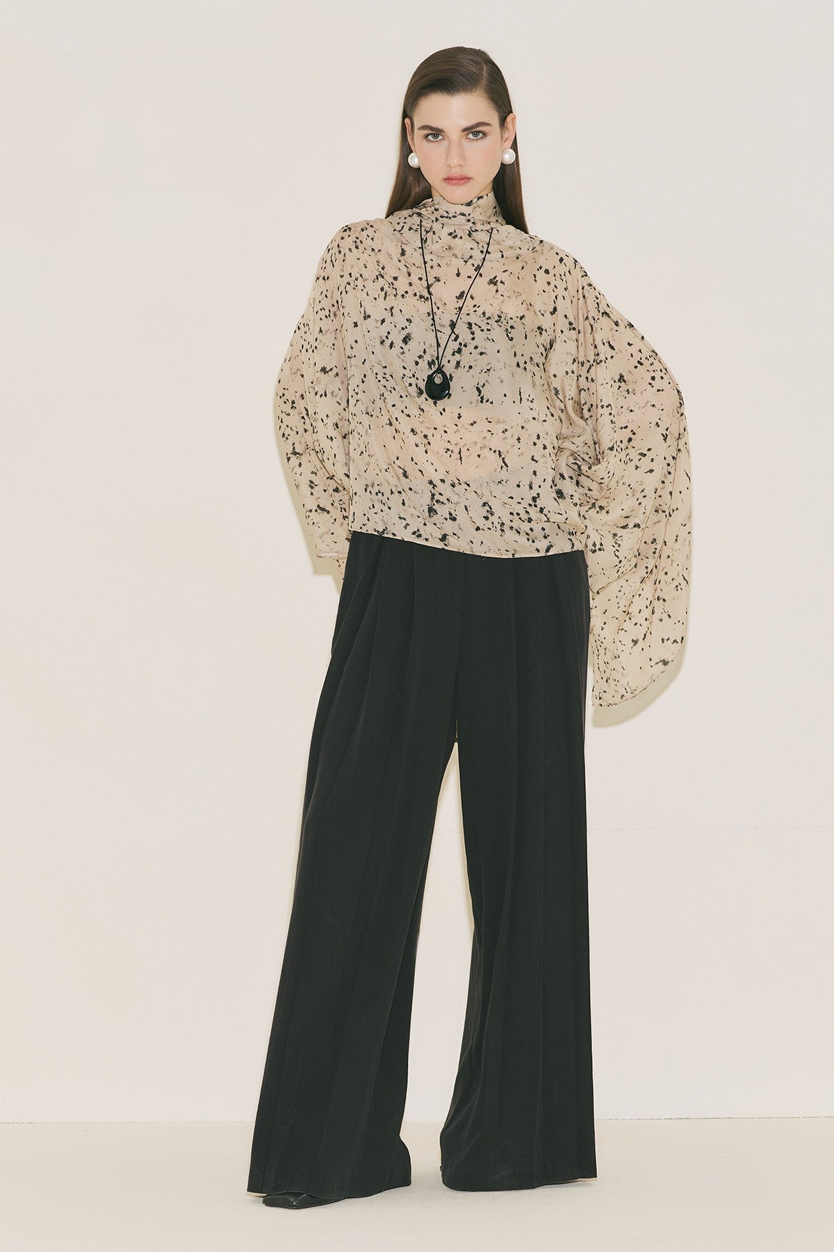 Shawl Detailed Blouse Cape Animal Print