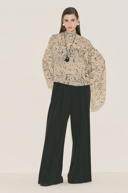 Shawl Detailed Blouse Cape Animal Print