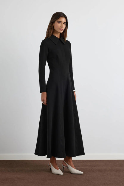 Wide Collar Dress Black