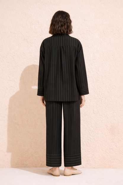Dory Modal Blouse and Trousers Set Black