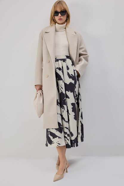 Abstract Monochrome Midi Skirt