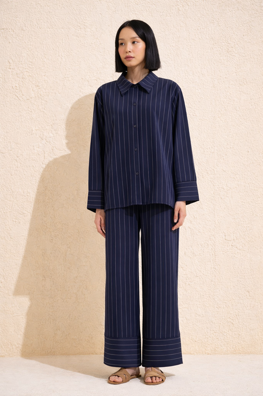 Dory Modal Blouse and Trousers Set Indigo Blue