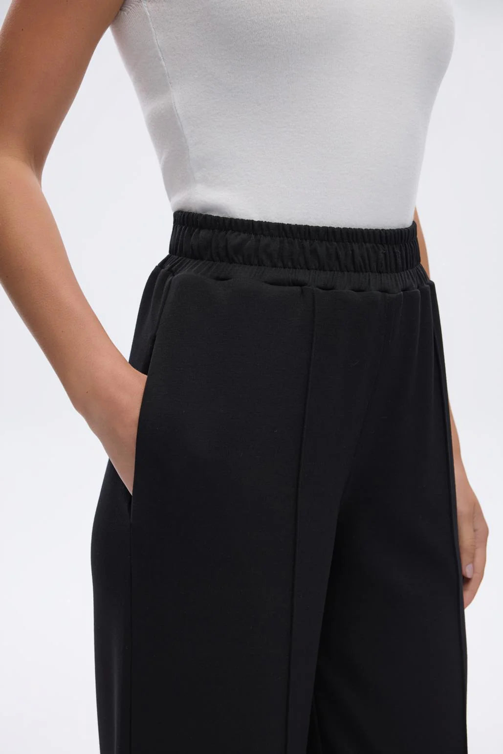 Modal Knit Asymmetrical Cut Co-Ord Set Black