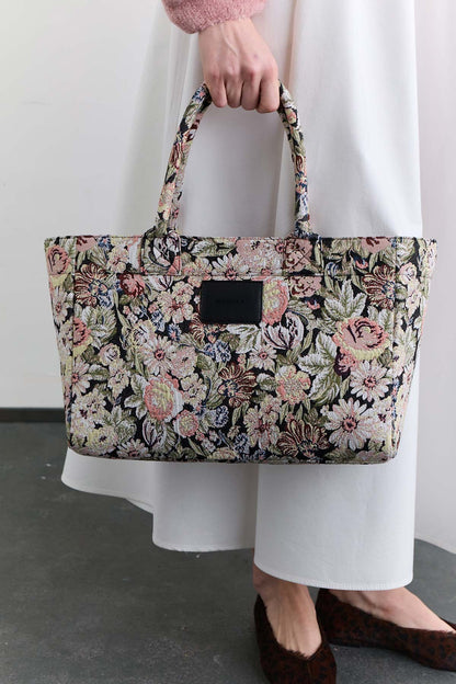 JACQUARD PATTERNED TOTE BAG POWDER