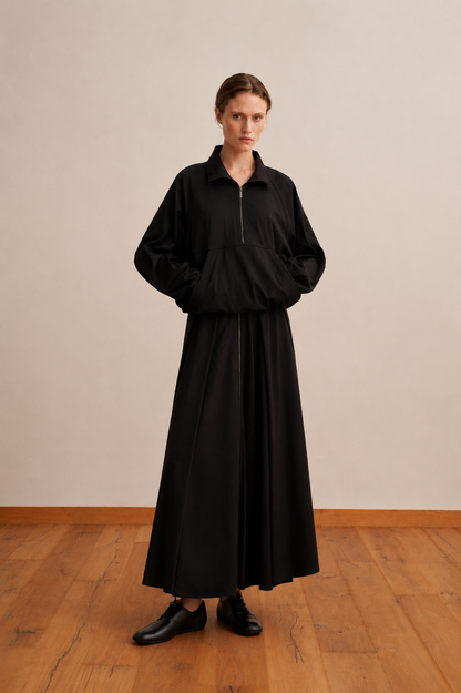 Technical Half Zipped Jacket Black