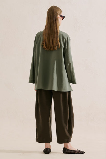 Pleated Buttoned Shirt Sage Green