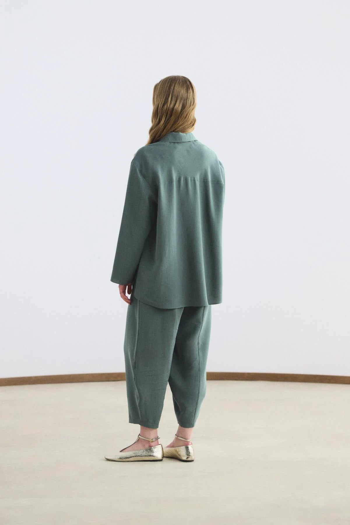 Collar Detail Tencel Tunic Trousers Set