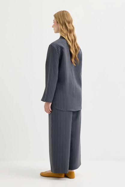 Dory Mandarin Blouse and Trousers Set Indigo