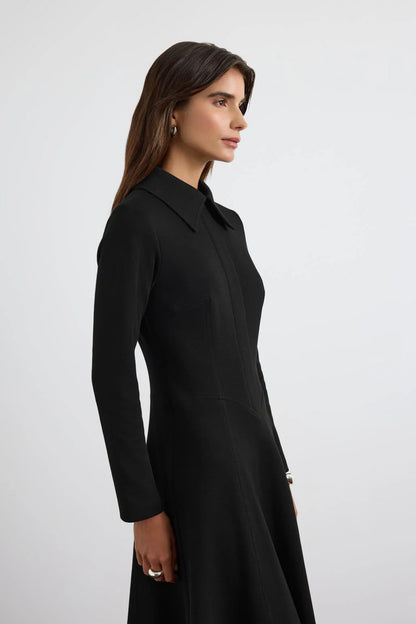 Wide Collar Dress Black