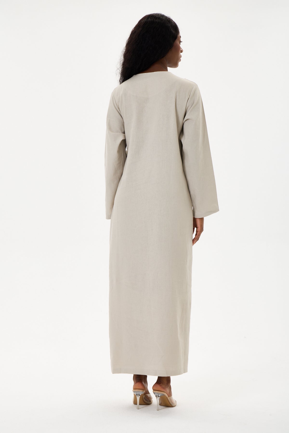 Evan Wrap Linen Dress Stone