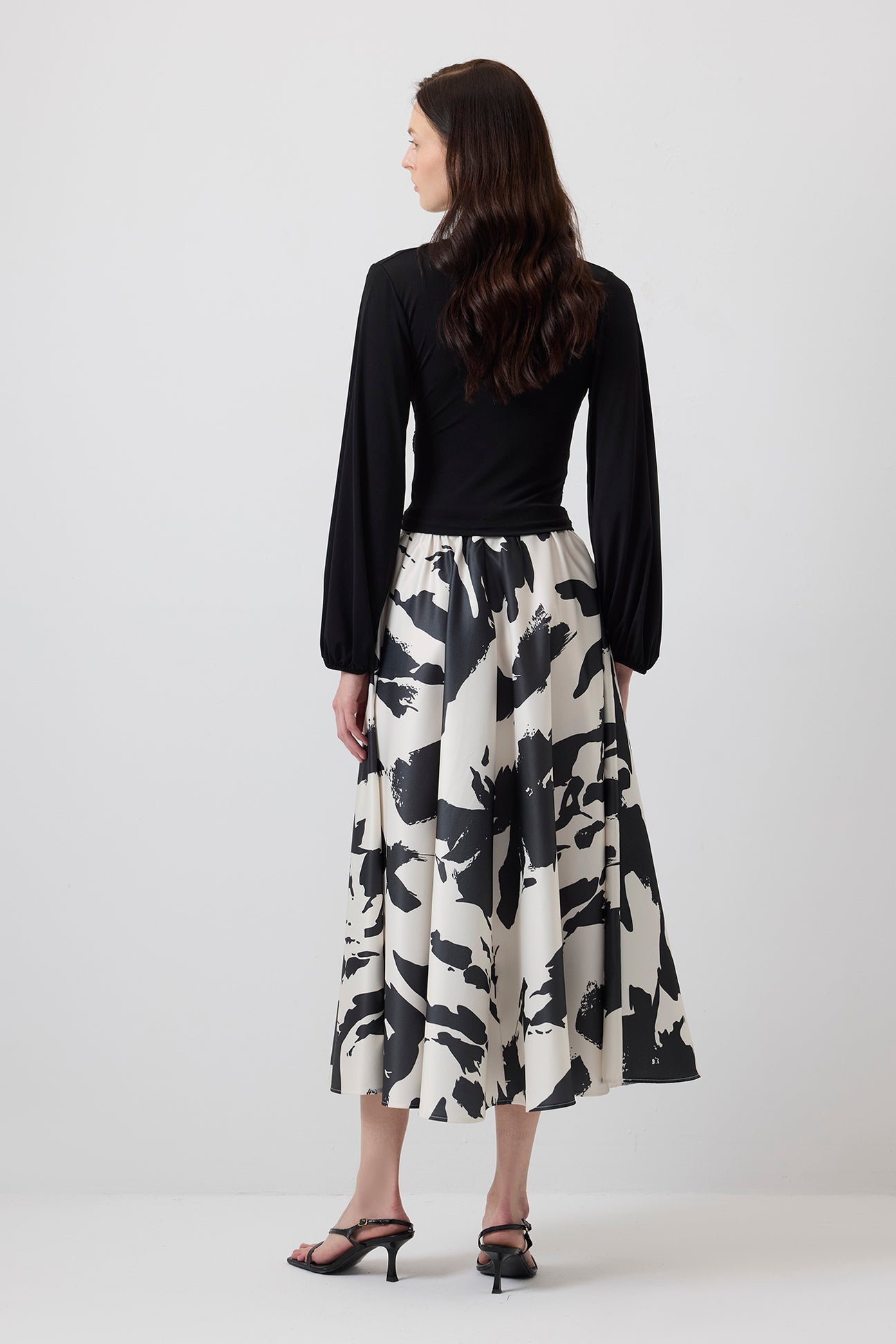 Abstract Monochrome Midi Skirt
