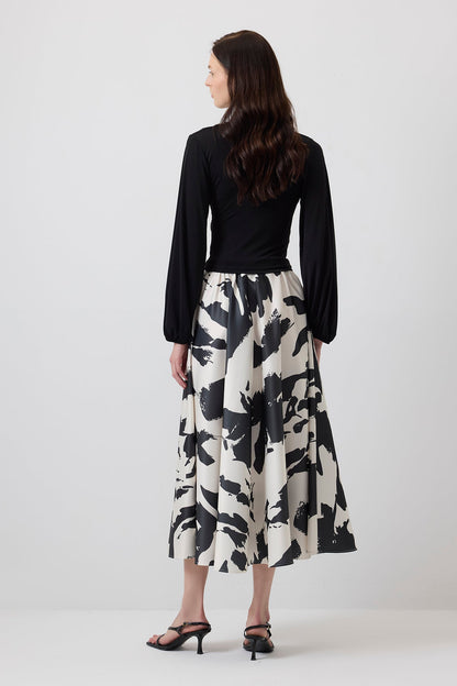 Abstract Monochrome Midi Skirt