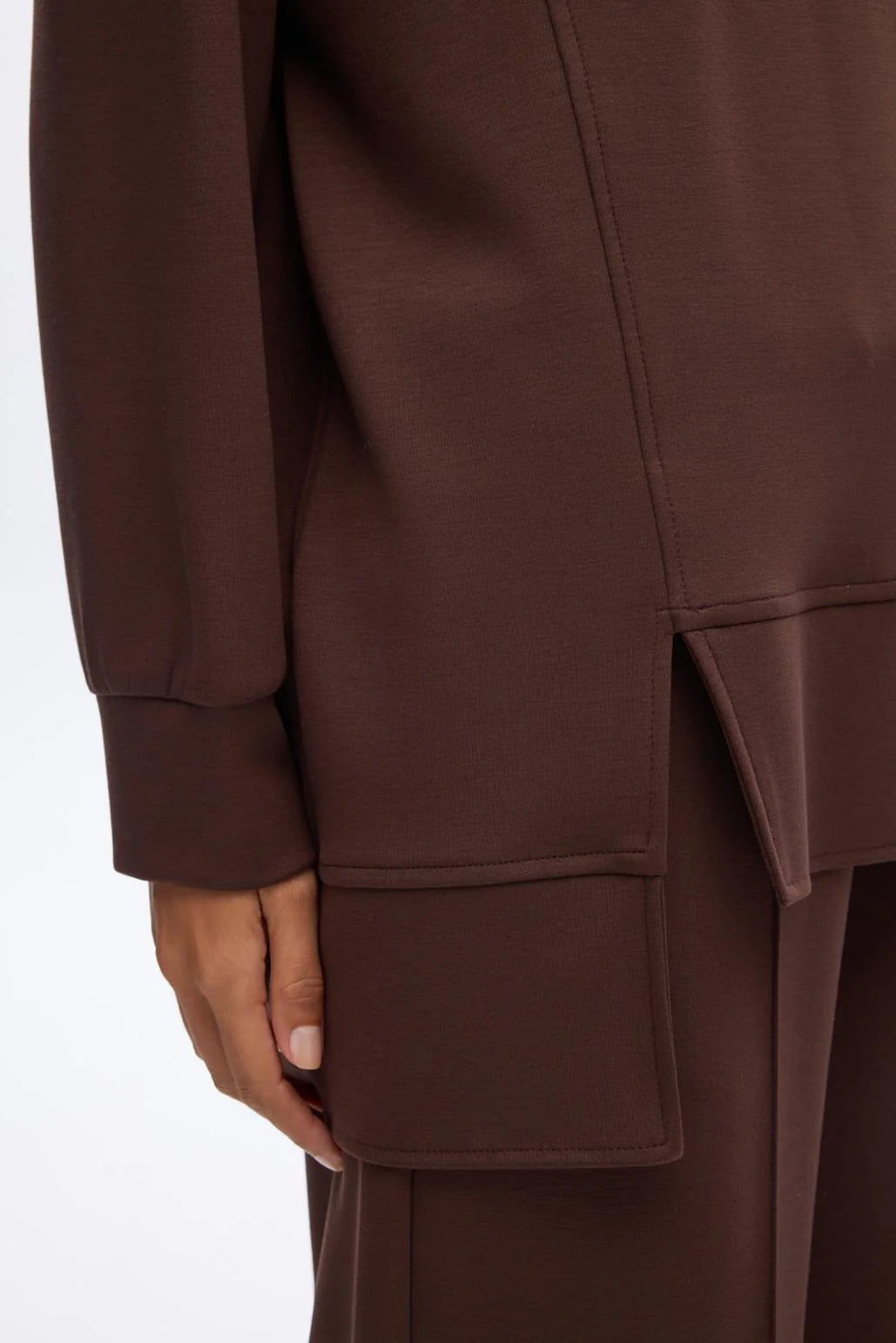 Modal Knit Asymmetrical Cut Co-Ord Set Brown