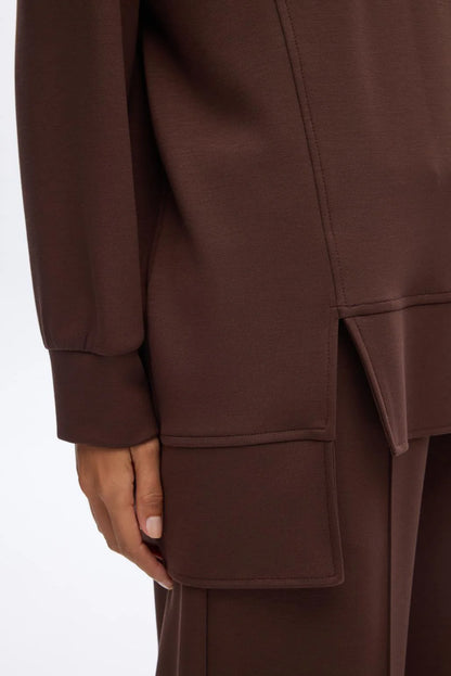 Modal Knit Asymmetrical Cut Co-Ord Set Brown