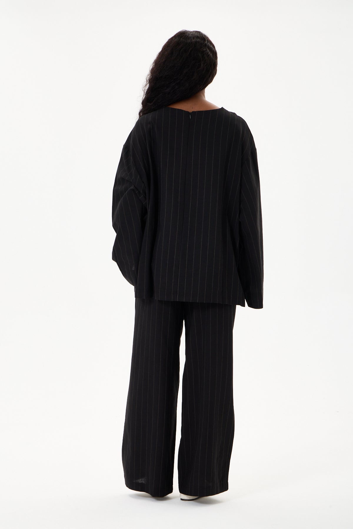 Capri Striped Linen Set Black