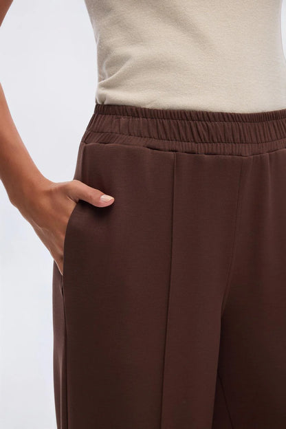 Modal Knit Asymmetrical Cut Co-Ord Set Brown