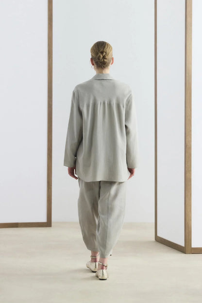 Collar Detail Tencel Tunic Trousers Set