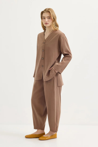 Buttoned Modal Tunic and Pants Set (Earth)