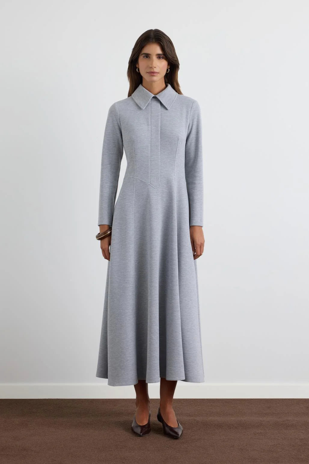 Wide Collar Dress Grey
