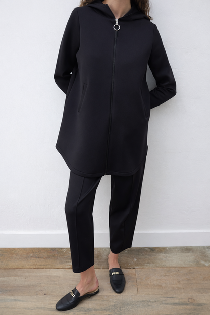Scuba Zipped Hoodie Set Black