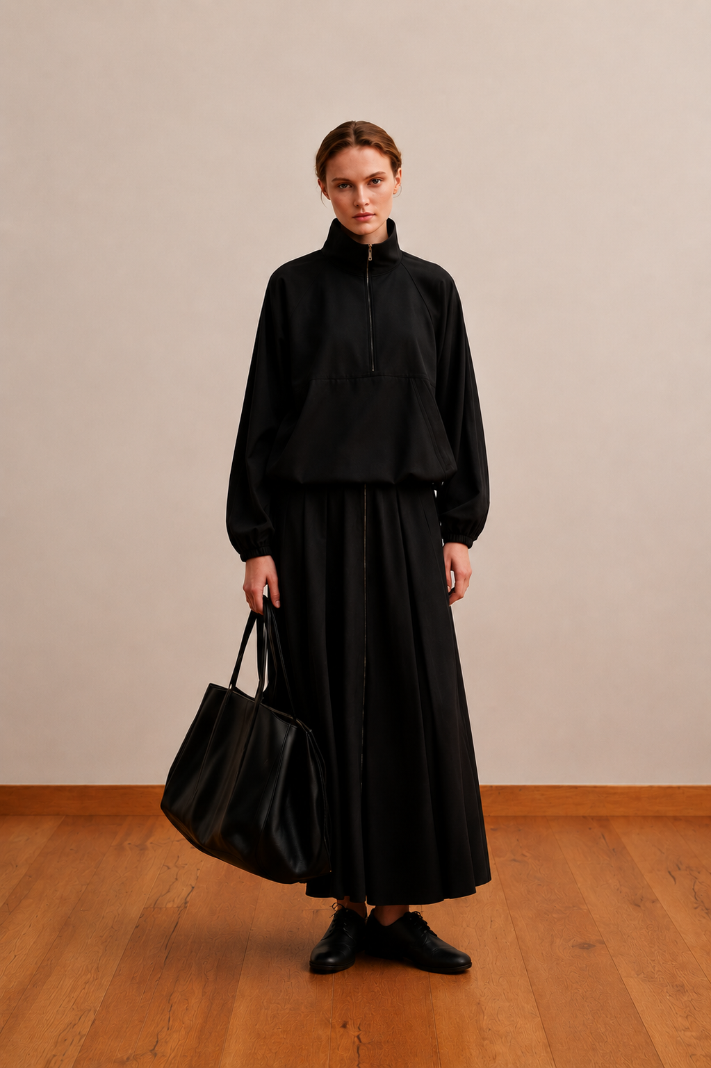 Technical Half Zipped Jacket Black