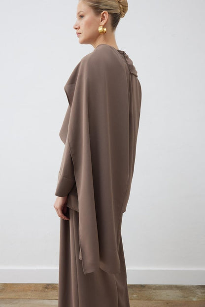 EVA CREPE SHAWL BLOUSE - PALAZZO PANTS SET