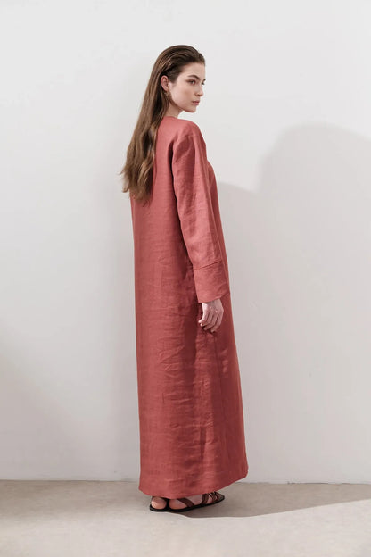 LINEN BINDING DETAIL DRESS TILE