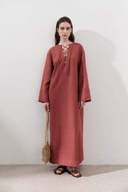 LINEN BINDING DETAIL DRESS TILE