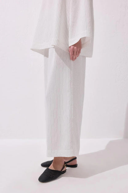 Dory Modal Blouse and Trousers Set Ecru