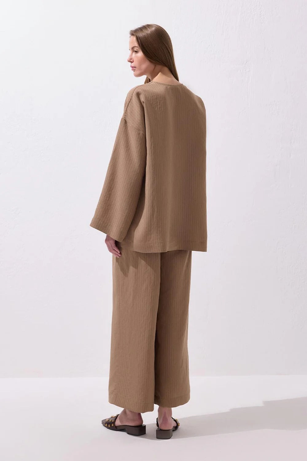 Dory Modal Blouse and Trousers Set Camel