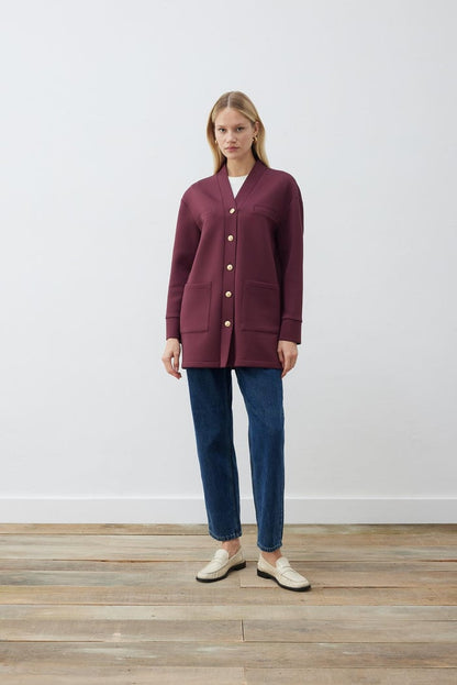 Marta Puf College Cardigan Maroon