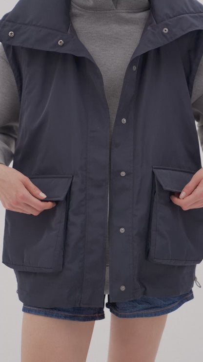 Quilted Detailed Vest Navy Blue