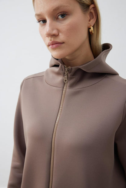 Scuba Zipped Hoodie Taupe/Etup