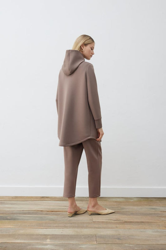 Scuba Zipped Hoodie Taupe/Etup